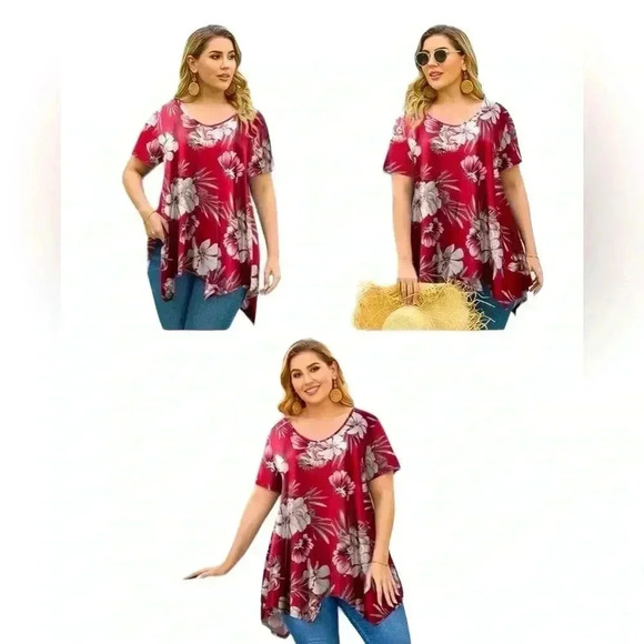 NWT, Larace, Tunic Asymmetrical Blouses, Medium, Red - Picture 6 of 9